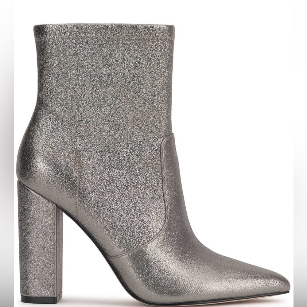 Jessica Simpson Metallic Silver (pewter) 3.9” Heeled Boots, NWT size 6.5/37.